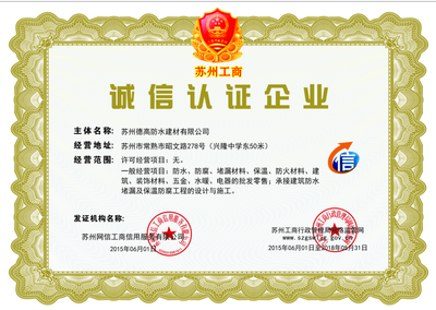 工商局诚信企业铜牌.